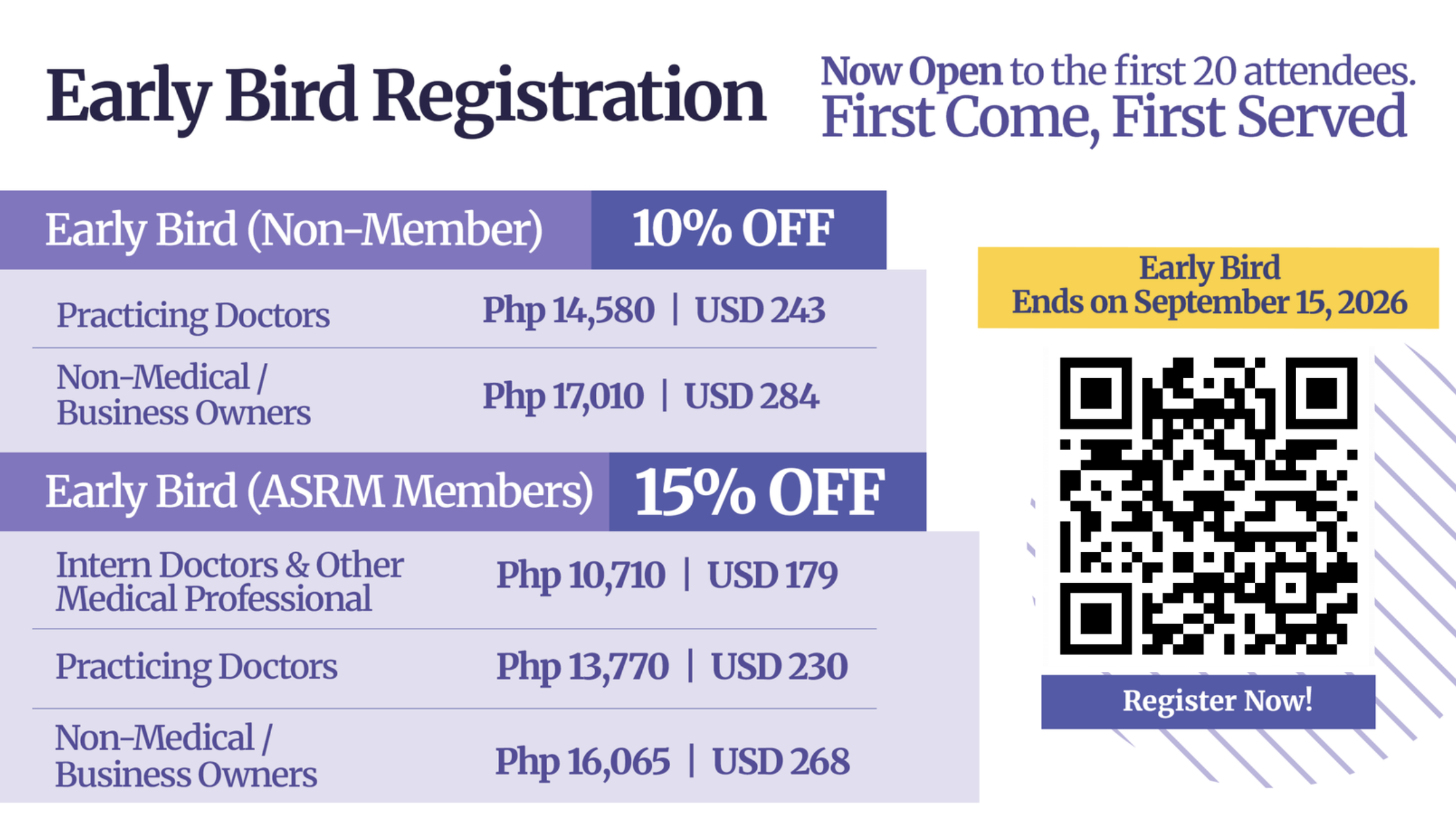 ASRM convention Early Bird registration rates
